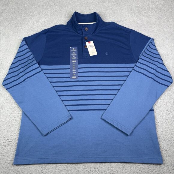 Izod Other - IZOD Saltwater Shirt Mens XL Blue Stripe Nauset Light Fleece Henley Pullover NWT